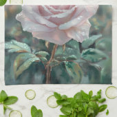 Waterverf kolibrie en roze roos theedoek (Gevouwen)