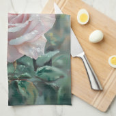 Waterverf kolibrie en roze roos theedoek (Quarter Fold)
