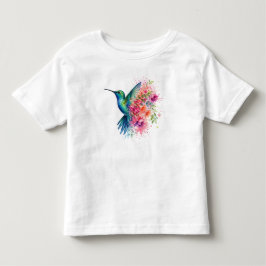 Waterverf Kolibrie Felle Bloemrijke Vogel Ontwerp Kinder Shirts