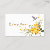 Waterverf kolibrie gele bloemen op maat visitekaartje (Achterkant)