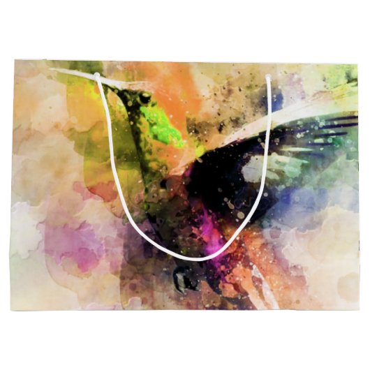 Waterverf kolibrie groot cadeauzakje (Achterkant)