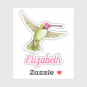 Waterverf kolibrie met Jouw naam Sticker (Vel)