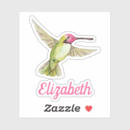 Waterverf kolibrie met Jouw naam Sticker