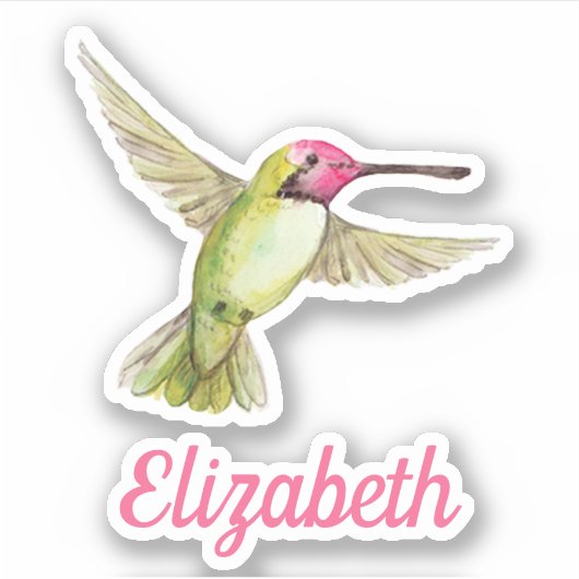 Waterverf kolibrie met Jouw naam Sticker (Voorkant)