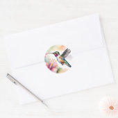 Waterverf kolibrie met roze bloemen ronde sticker (Envelop)
