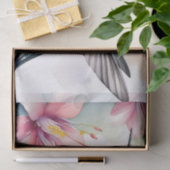 Waterverf kolibrie met roze bloemen tissuepapier (Geschenk)