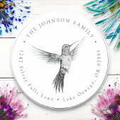 Waterverf Kolibrie Retouradres Ronde Sticker