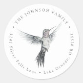 Waterverf Kolibrie Retouradres Ronde Sticker (Voorkant)