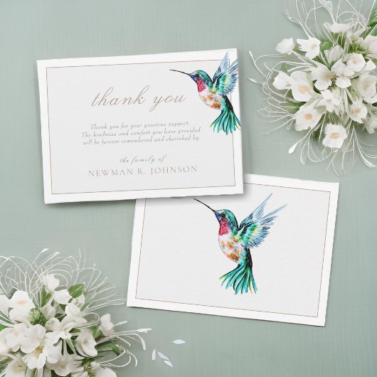 Waterverf Kolibrie Rouwkaart Bedankje Notitiekaartje