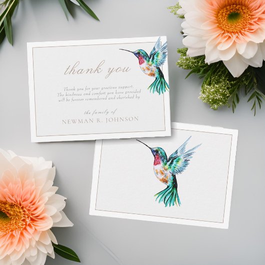 Waterverf Kolibrie Rouwkaart Bedankje Notitiekaartje