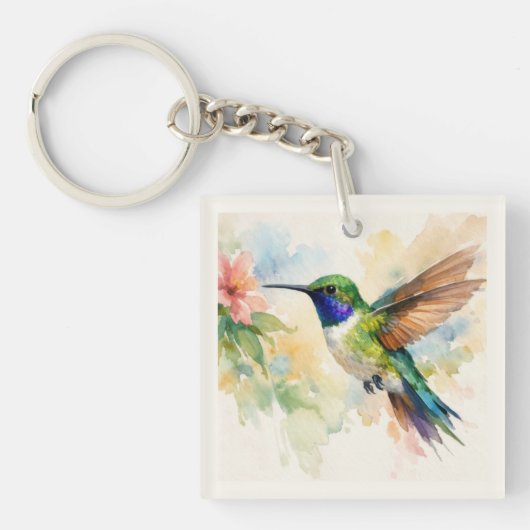 Waterverf Kolibrie Sleutelhanger (Voorkant)