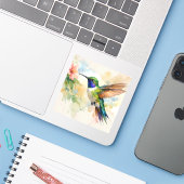 Waterverf Kolibrie Sticker (Laptop met iPhone)