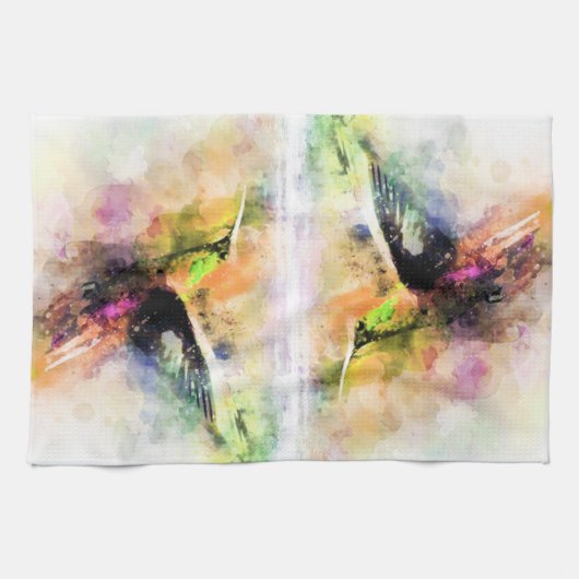 Waterverf kolibrie theedoek (Horizontaal)