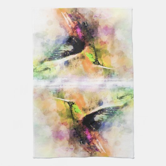 Waterverf kolibrie theedoek (Verticaal)