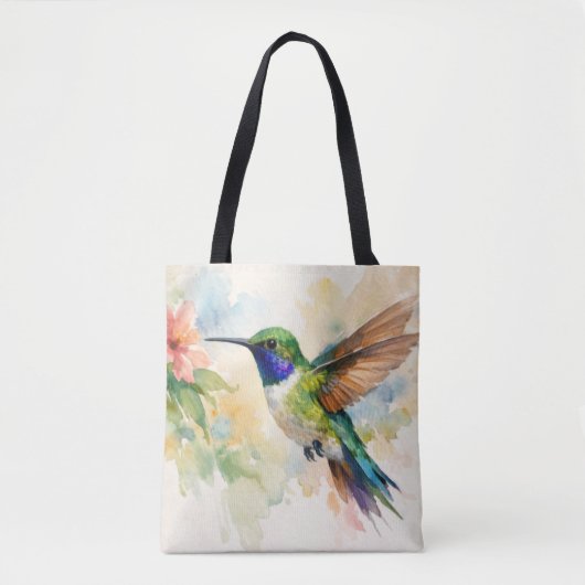 Waterverf Kolibrie Tote Bag (Voorkant)