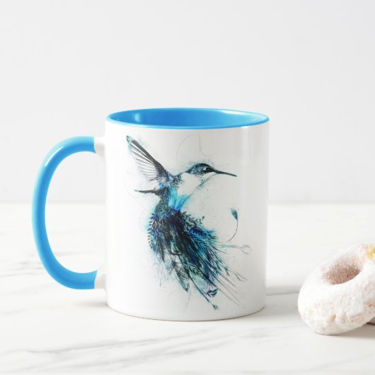 Waterverf Kolibrie Veer Staart Mok (Met donut)