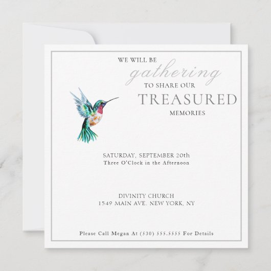 Waterverf kolibrie viering van het leven kaart (Achterkant)