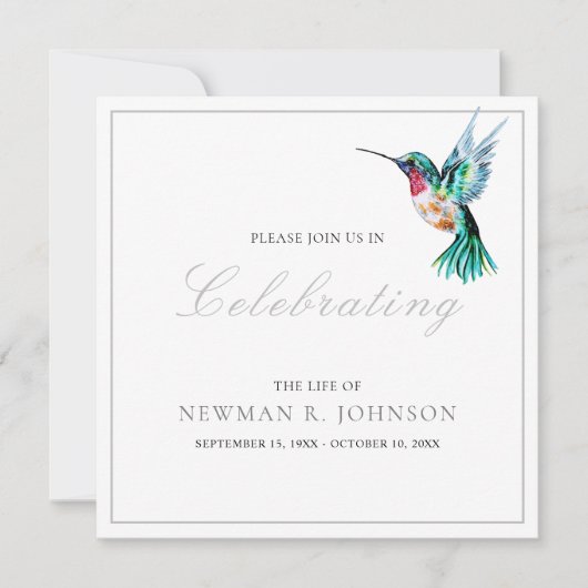 Waterverf kolibrie viering van het leven kaart (Voorkant)