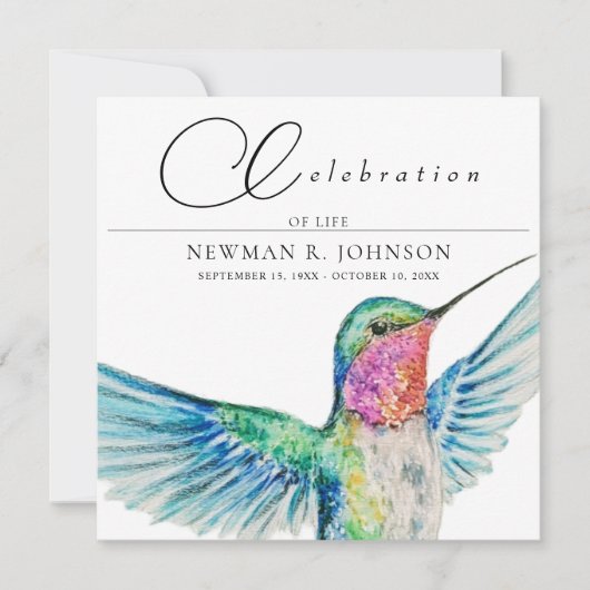Waterverf kolibrie viering van het leven kaart (Voorkant)