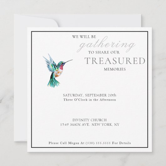 Waterverf kolibrie viering van het leven kaart (Achterkant)