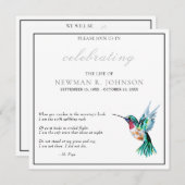 Waterverf kolibrie viering van het leven kaart (Voorkant / Achterkant)