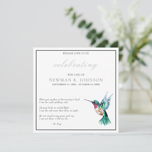 Waterverf kolibrie viering van het leven kaart (Staand voorkant)