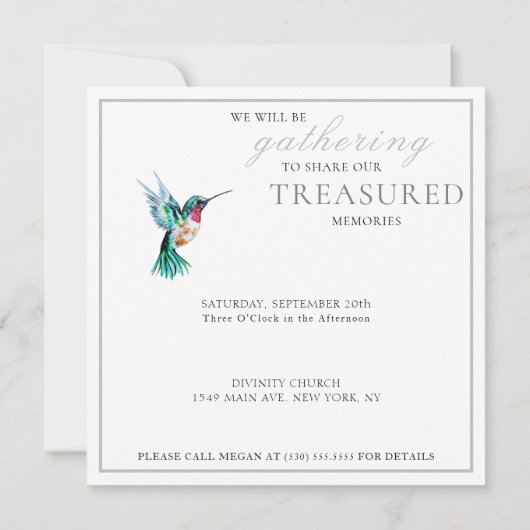 Waterverf kolibrie viering van het leven kaart (Achterkant)