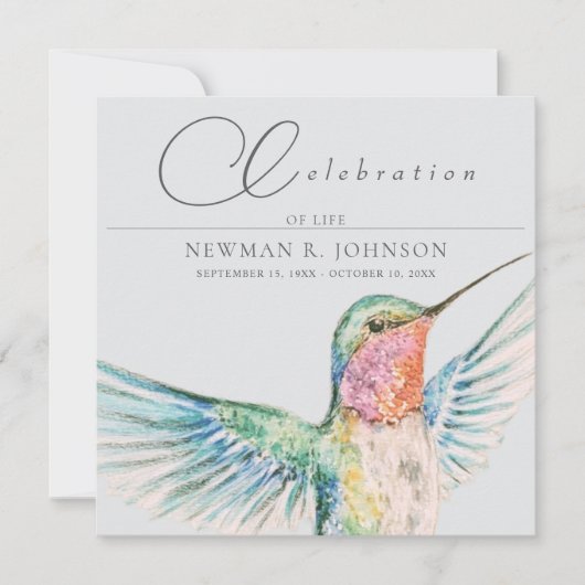 Waterverf kolibrie viering van het leven kaart (Voorkant)