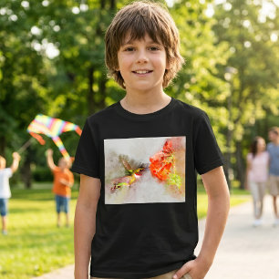 Waterverf Kolibrie Voedend op Levendige Bloem T-shirt