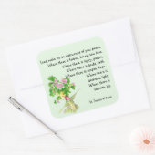 Waterverf kolibrie vogel St. Francis Prayer Vierkante Sticker (Envelop)