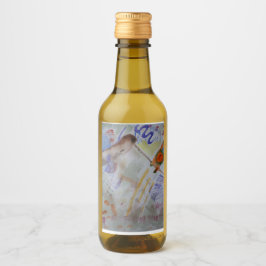 Waterverf KolibrieEten en Drinken Label Set Wijn Etiket