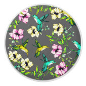 Waterverf Kolibries & Bloemen Keramische Knop (Voorkant)