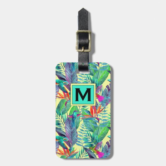 Waterverf kolibries in het Oerwoud | Monogram Bagagelabel (Voorkant verticaal)