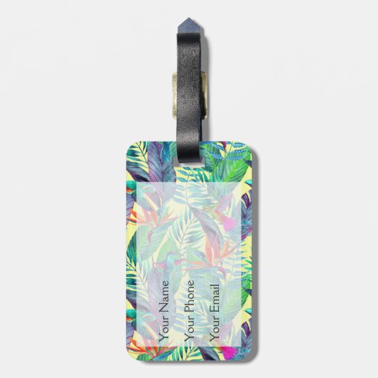 Waterverf kolibries in het Oerwoud | Monogram Bagagelabel (Achterkant verticaal)