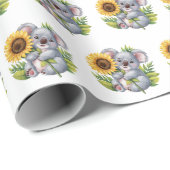 Waterverf Koloa Beer met een zonnebloem Cadeaupapier (Rol Hoek)