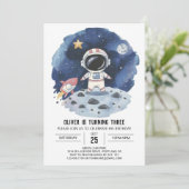 Waterverf Komeet Boho Astronaut Jongen Verjaardag Kaart (Staand voorkant)