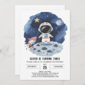 Waterverf Komeet Boho Astronaut Jongen Verjaardag Kaart (Voorkant / Achterkant)