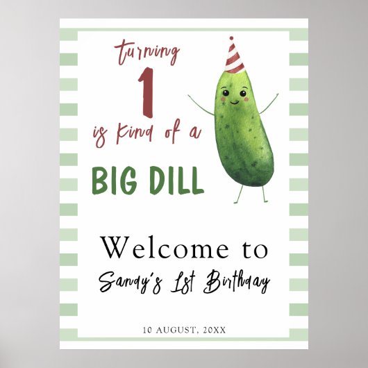 Waterverf komkommer Big Dill Verjaardag Welkom Poster (Voorkant)