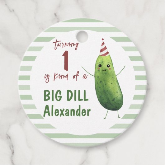Waterverf komkommer Big Dill verjaardagsfeestje Bedankjes Labels (Voorkant)