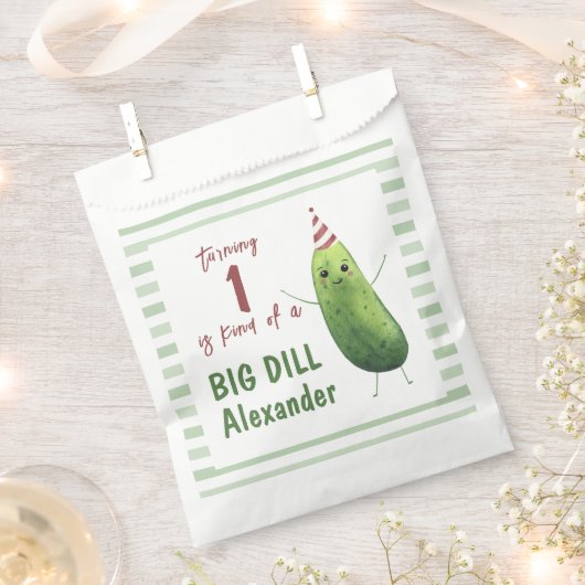 Waterverf komkommer Big Dill verjaardagsfeestje Bedankzakje (Geknipt)