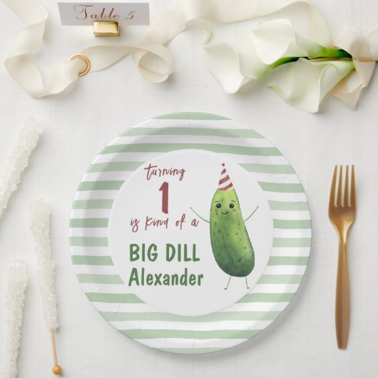 Waterverf komkommer Big Dill verjaardagsfeestje Papieren Bordje (Huwelijk)