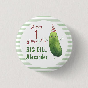 Waterverf komkommer Big Dill verjaardagsfeestje Ronde Button 3,2 Cm