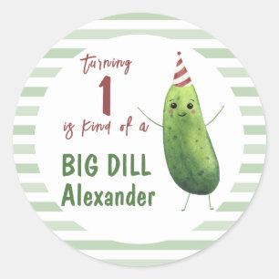 Waterverf komkommer Big Dill verjaardagsfeestje Ronde Sticker