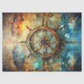 Waterverf  kompas retro kaart nautisch tissuepapier (Voorkant)