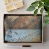 Waterverf  kompas retro kaart nautisch tissuepapier (Geschenk)