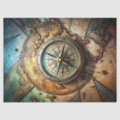 Waterverf  kompas retro kaart nautisch tissuepapier (Voorkant)