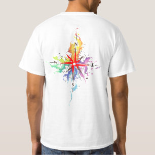 Waterverf kompas t-shirt