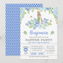 Waterverf konijn Blauwe Floral Bunny Easter