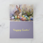 Waterverf Konijn en Eitjes Pasen Wenskaart Kaart (Binnen)