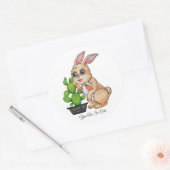 Waterverf konijn en leuke cactus ronde sticker (Envelop)